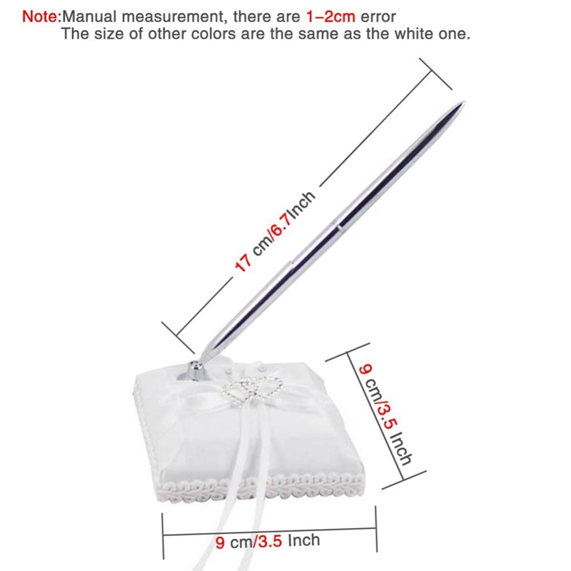 Bröllop gäst närvaro bok pennhållare set med dubbel hjärta rosett diamant dekoration signatur bok bröllop leveranser