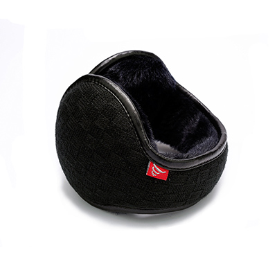 Brand Winter Knitted Earmuffs for Men Women Foldable Ear Warmers Ear Bag Adjustable Warm Plush Earmuffs Earflap Back Wear: Black lattice