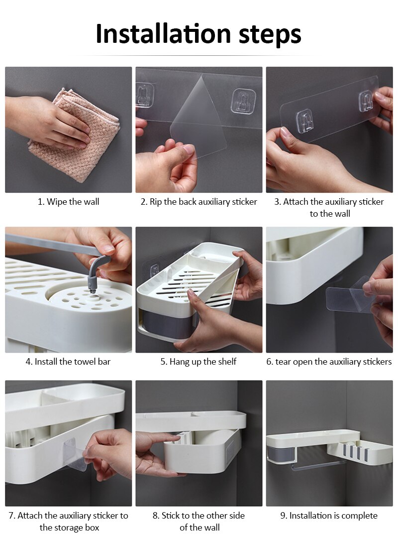 Corner Shower Shelf Bathroom Shampoo Shower Shelf Holder Kitchen Storage Rack Organizer Wall Mounted Bathroom Accessories