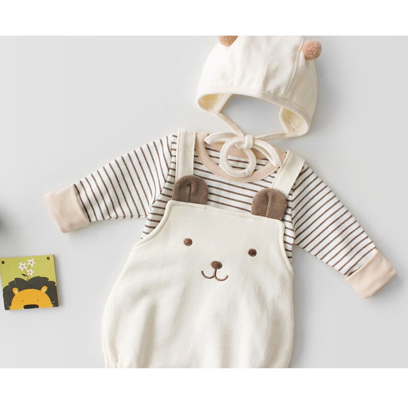 Baby Bodysuits Leuke Beer Mouwloze Riem Katoen Hoed-Jas + Hoed Voor Zuigelingen Jonge Kinderen Baby Meisje Kleding