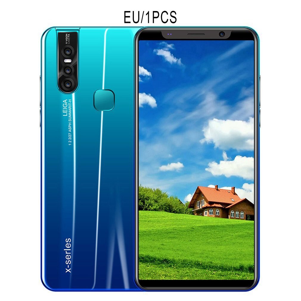 X27 Plus Smartphone 5.72 Inch Big Screen Android Smartphone 512Mb+4G Memory Dual Sim Card Smartphone: blue EU PLUG
