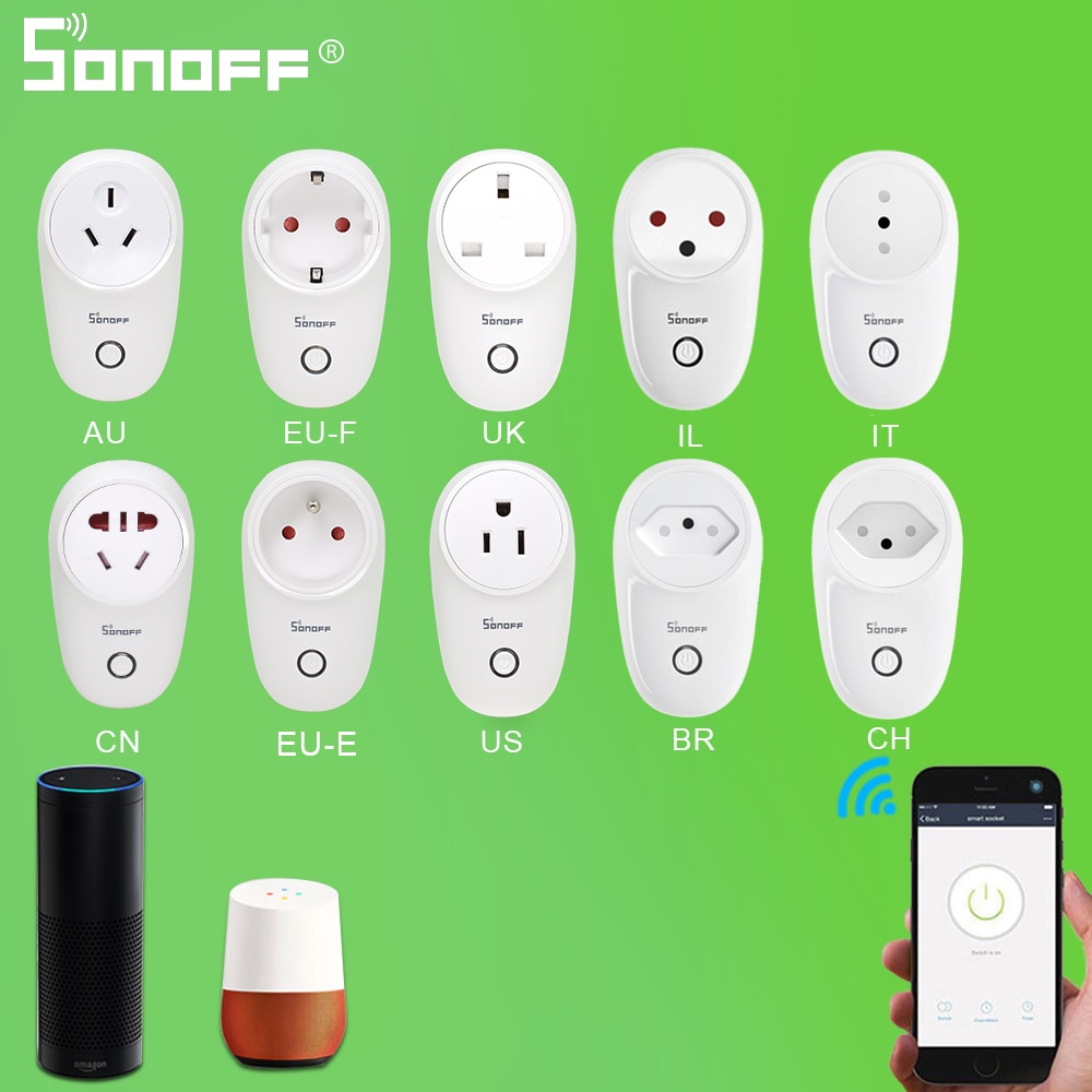 Sonoff S26 Smart Plug - 10A WiFi Socket - EU/UK/US/AU/BR/CH/IT/IL/CN - Google Home Alexa Compatible