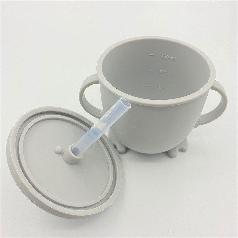 Soft Silicone Baby Cup With Straw Anti-fall Baby Drinking Cups Solid Color For Kids Children Mugs