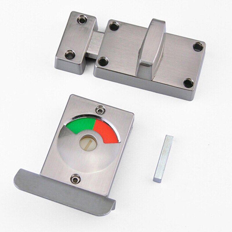 Stainless Steel Partition Door Lock Bathroom With Red Green Indicator Lock For Toilet Convenient Lock Tool: Default Title