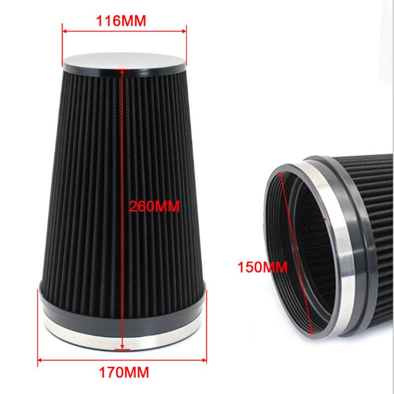 Black 150mm Inlet Truck Air Intake Cone Replacement Dry Air Filter