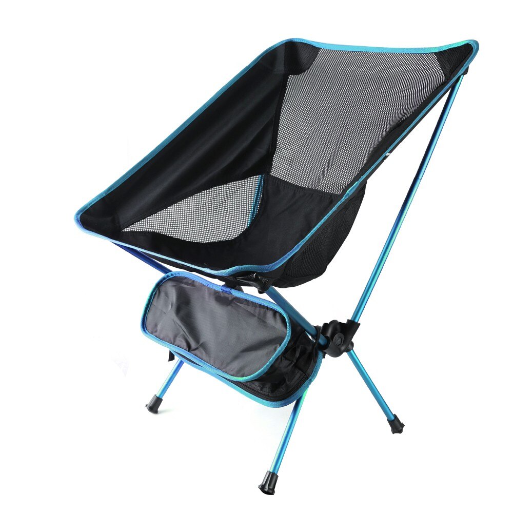 Ultralight Opvouwbare Camping Stoel Draagbare Vissen Picknick Maan Stoelen Opvouwbare Bbq Wandelen Reizen Rugleuning Seat Outdoor Gereedschap: Light Blue