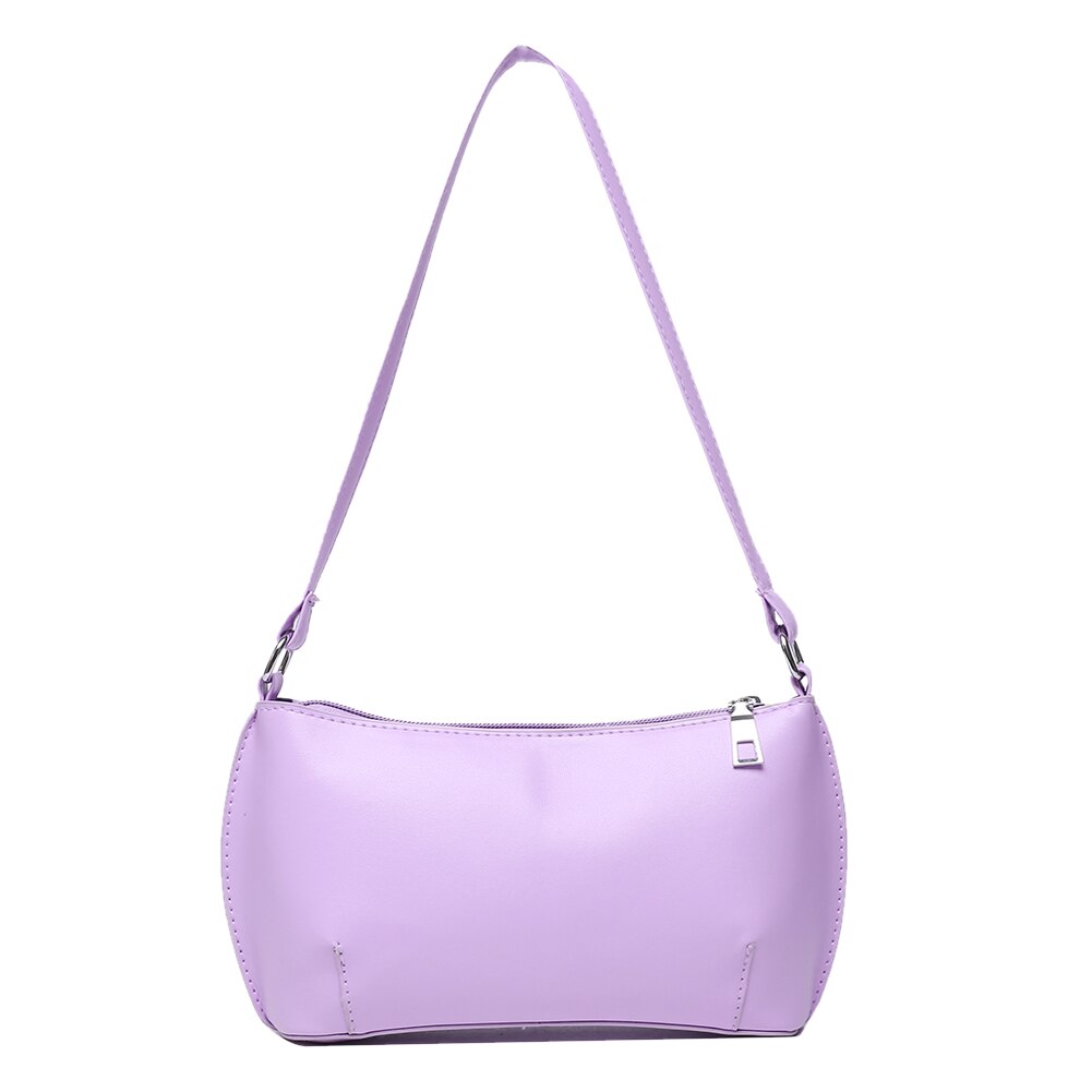 Simple sac à main pour femme en polyuréthane classique Texture délicat Chic couleur unie femme décontracté sous les bras épaule fourre-tout sacs: VIOLET