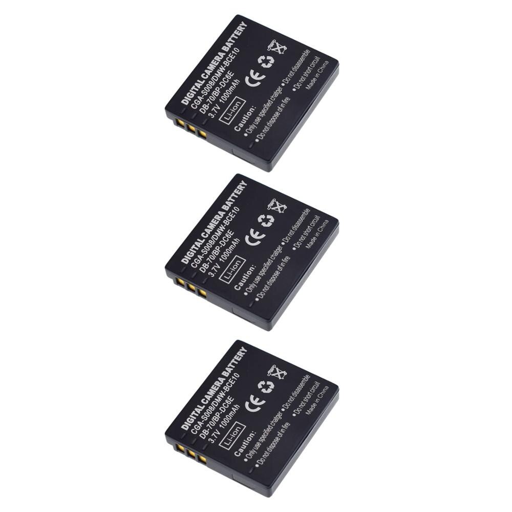 2x Battery for Panasonic Lumix CGA-S008E DMW-BCE10E VW-VBJ10E Leica BP-DC6-E DMC-FS3 FS5 FS20 FX30: 3 Battery