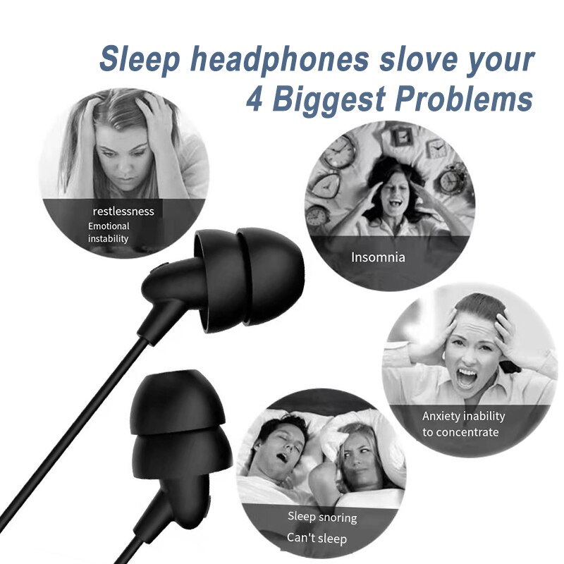 Słuchawki przewodowe słuchawki snu sportowy zestaw słuchawkowy 1.2M anty-hałjak łagodna robić snu w uchu radio z głębokim basem słuchawki douszne z mikrofonem