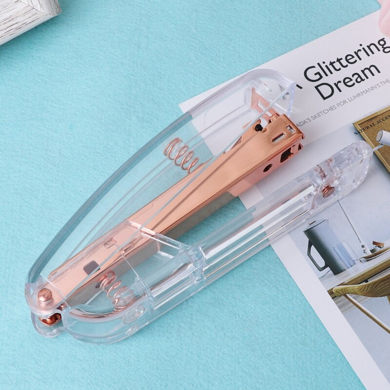 Rose Gold Stapler Acrylic Metal 24/6 26/6 Practical Manual Staplers Tool