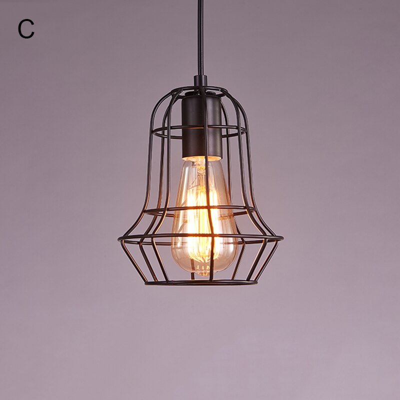 Cortina de lámpara Vintage de hierro lámparas tipo jaula colgante de Metal techo colgante de luz para el hogar restaurante Decoración Accesorios