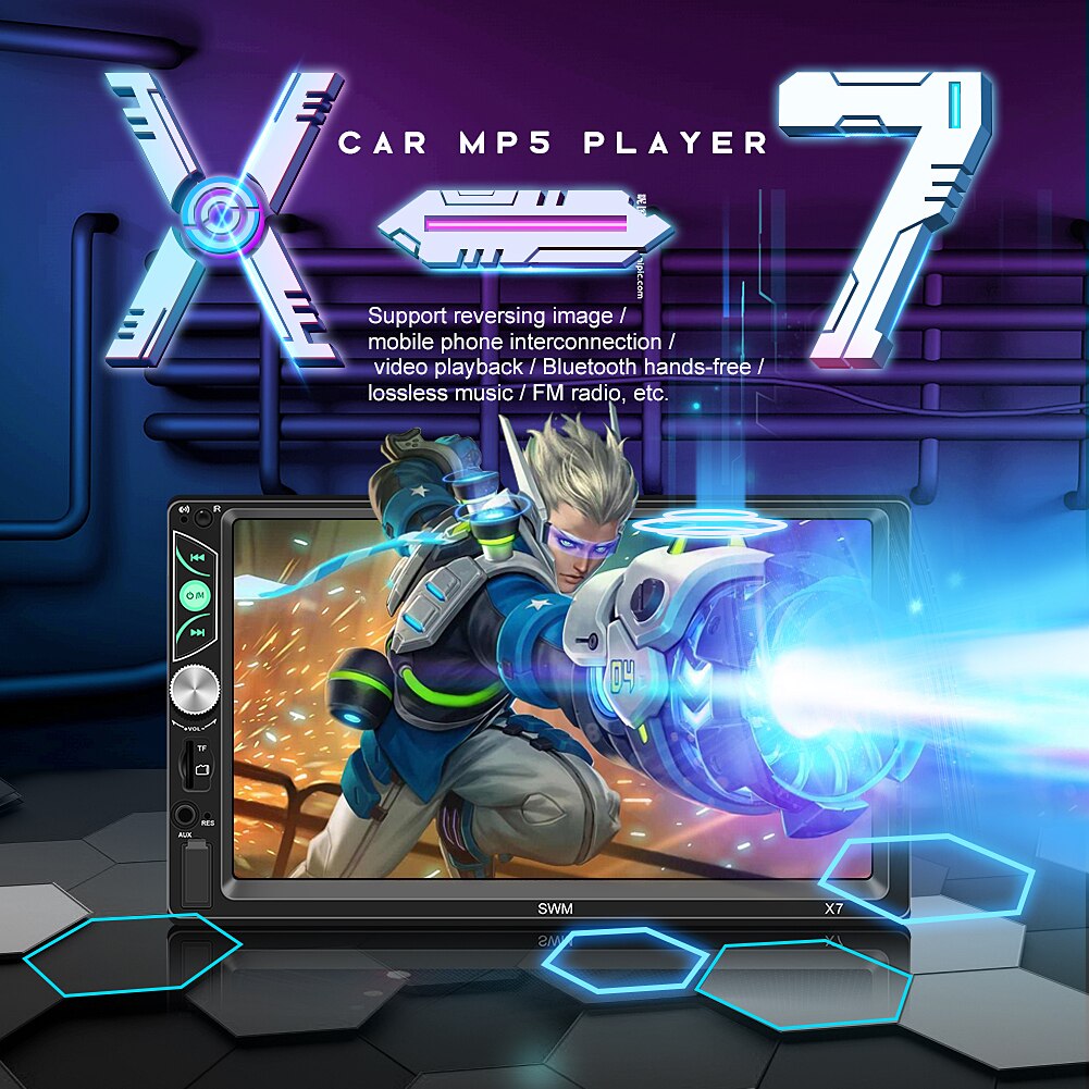 SWM-X7 Double 2 DIN Car Radio Multimedia Video Player 7 inch Display Bluetooth AUX Auto Stereo In-Dash Head Unit