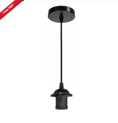 Vintage retro  e27 skrue loft vedhæng lys pvc fleksibel pendel holder belysning montering med loftplade 1m lampe: Bronze