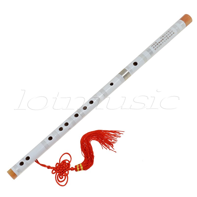 Kmise White Paint Traditional Chinese Bamboo Flute Dizi Pluggable F Key Musical Instrument