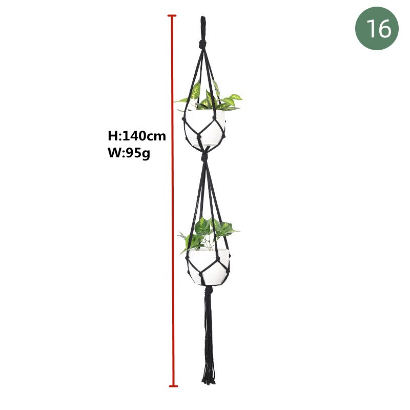Macrame Handgemaakte Plantenhanger Manden Bloempotten Houder Balkon Hangende Decoratie Geknoopt Hijstouw Huis Tuinbenodigdheden: Bruin