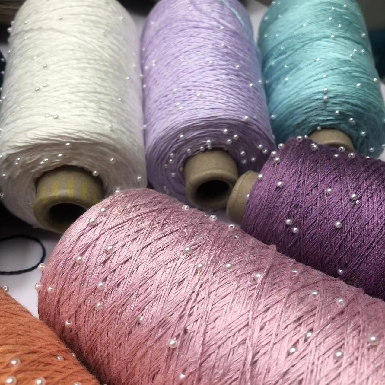 350g 70% CottonSoft Crochet Hand Pearl Beaded Yarn Lace 6# Hand-Knitted Thread For Summer Knitting Sweaters Hats Scarves Luxury
