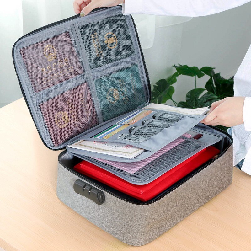 GUMST Document Bags Large Capacity Files Organizer Travel Bags Cosmetic Box Waterproof Digital Bags Document Organizer: Gray two layers