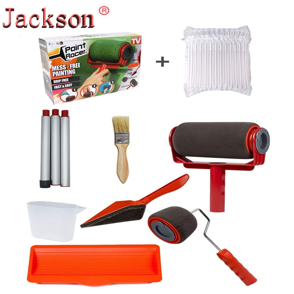 DIY Seamless Paint Runner Pro Roller Brush Handle Tool Flocked Edger Office Wall Painting Roller Paint Brush Set Paint Roller