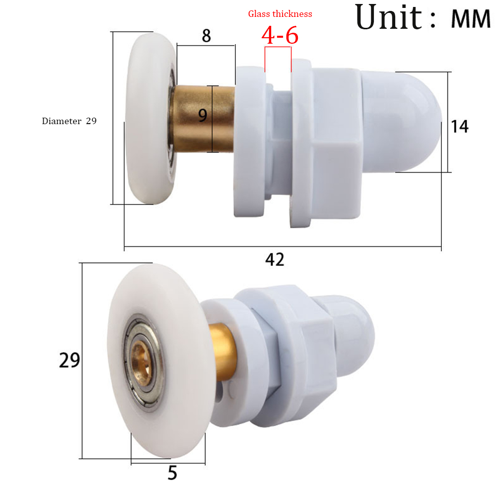 4 X Shower Door Rollers/Runners/Wheels 19, 23, 25 , 27 Or 29mm Wheel Diameter Quick Release Door Roller Shower Cabins Enclosures