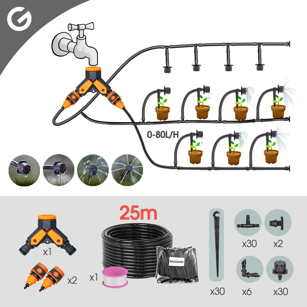 Drahtlose 2-Weg Garten Bewässerung System Einstellbar Tropf Bewässerung Kit Wifi Bluetooth-kompatibel Timer Controller 1/4'' Schlauch T: green