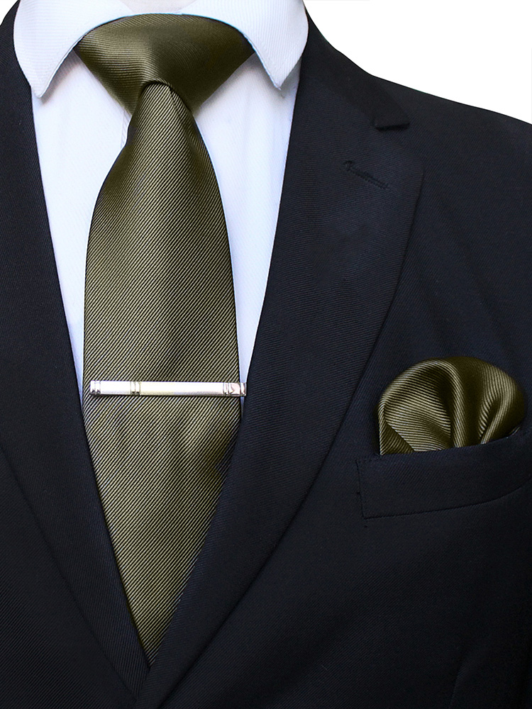 EASTEPIC Cravatte classiche in twill grigio da uomo da 8 cm in abiti da lavoro Set di cravatte con clip Fazzoletto Accessorio da uomo Festa di nozze: Argento