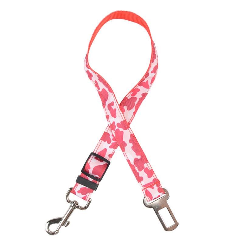 Verstelbare Camo Honden Veiligheid Leiband Autogordel Voor Puppy Pet Taille Riem Teddy Veiligheid Riemen Leash Gebruikt Voor Reizen dierbenodigdheden: pink