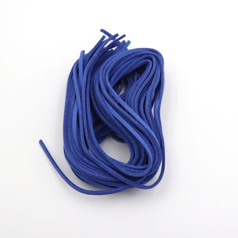 5pcs 1m 3mm Flat Faux Suede Korean Velvet Leather Cord DIY Rope Thread Jewelry Making Decorative Handicrafts Accessories: Royal Blue