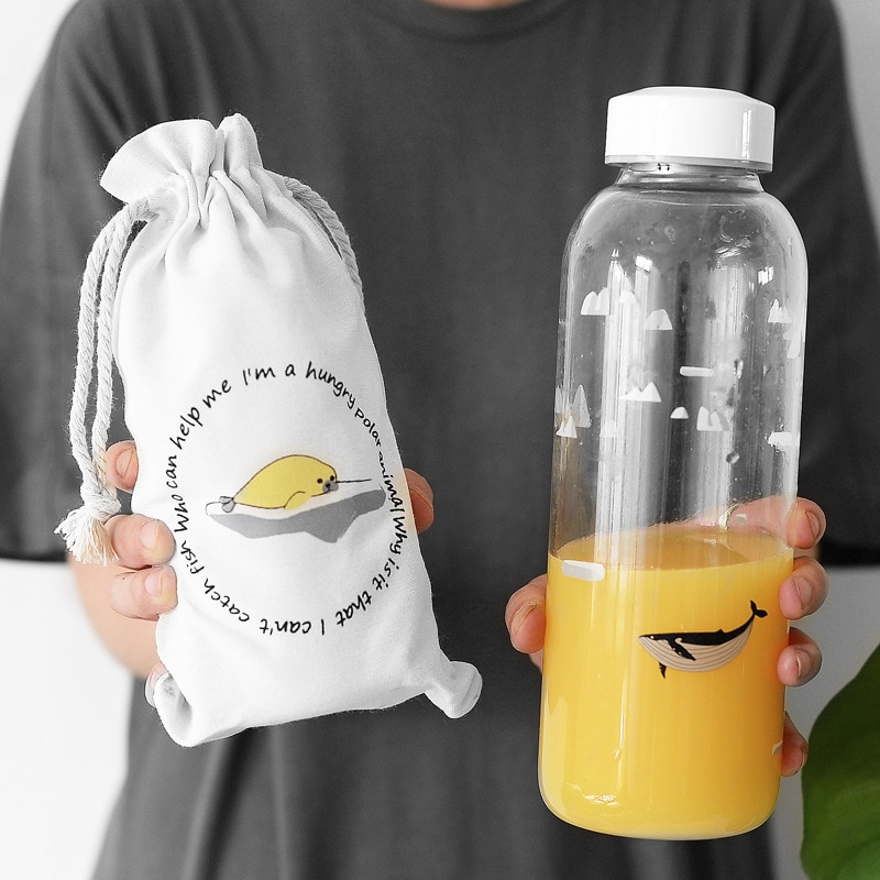 1000ml glazen waterflessen met filter, oceaan walvis zeehond met hoes, sportflessen, kampeerfles, tour drinkgerei borstel