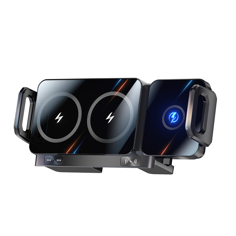 2025 New High Intelligent Mobile Phone/Pad Holder Magnetic Phone Holder for Car Auto Rotating Phone Holder Wireless Car Charger: Black