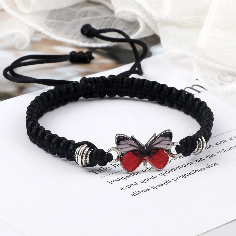 Sweet Shining Vlinder Armband Voor Vrouwen Bohemian Gevlochten Armband Armband Stijl Paar Klassieke Vlinder Hand Sieraden