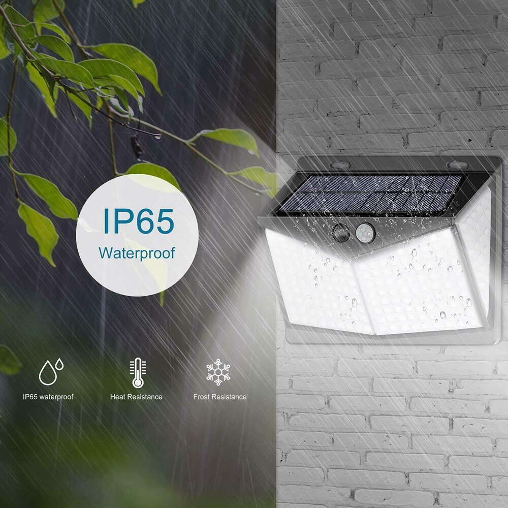 Luces LED de energía Solar para decoración de jardín, lámpara de pared con Sensor de movimiento PIR, Panel Solar impermeable para exteriores, luz de calle, 208