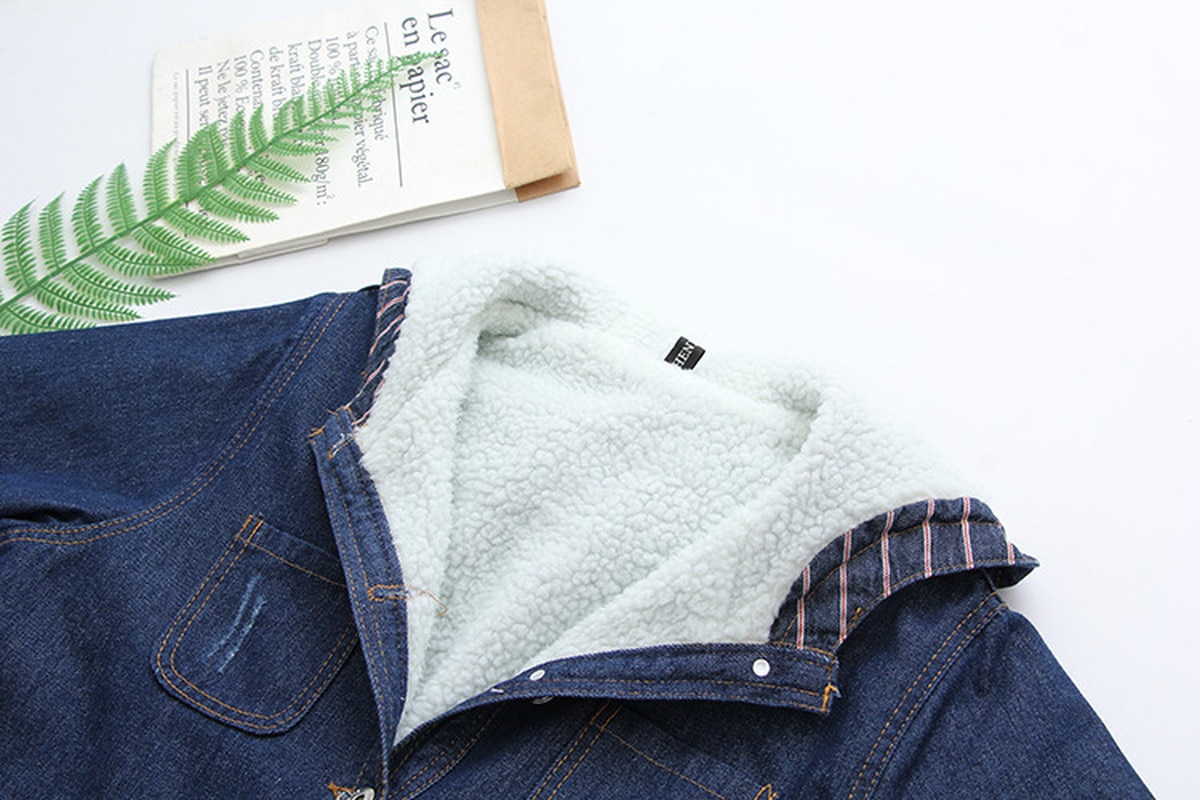 Grande taille hiver femmes jean avec fourrure longs manteaux à capuche femmes Parka femme veste en jean manteau en jean femmes Parka laine