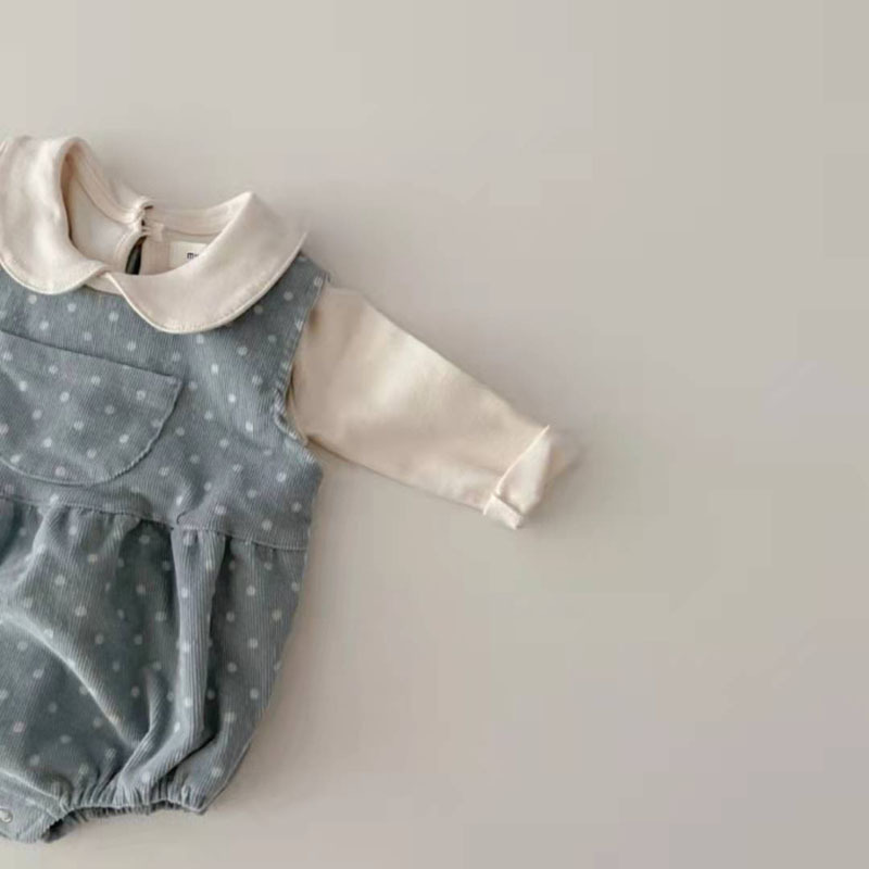 2022 Baby-jeansbodys, ärmellos, sommerkleidung für jungen und mädchen, mit Polka-Punkt-aufbringen, süßer Overall, kinderoverall-Outfit