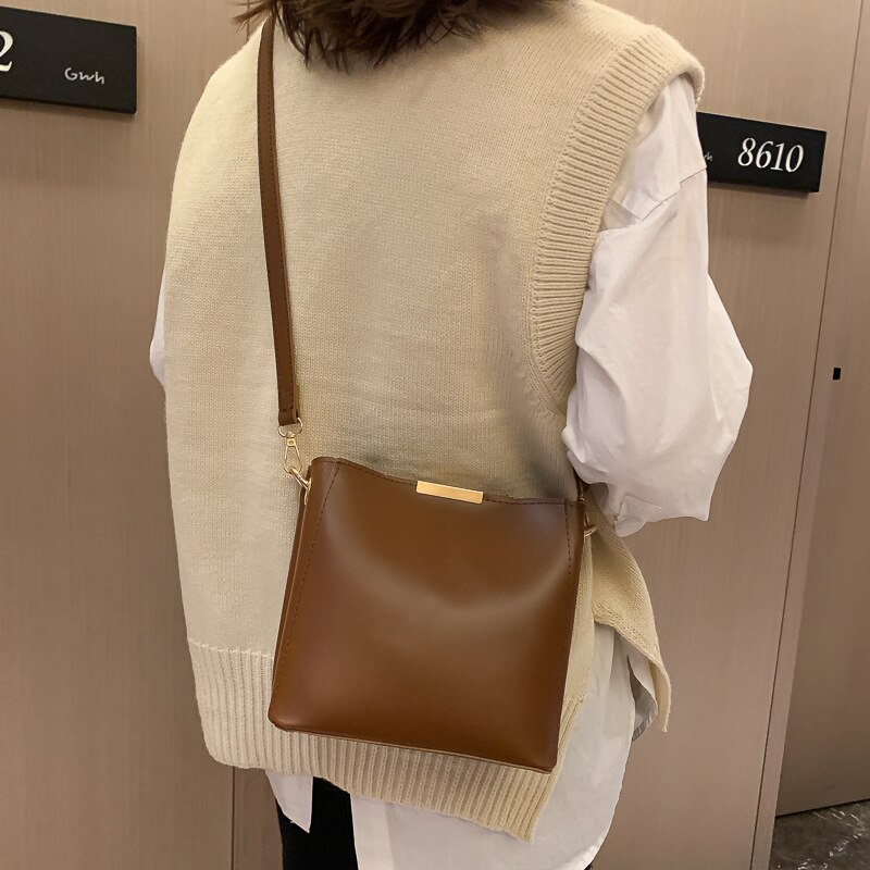 Women's Bag Casual Texture All-match Shoulder Bag Messenger Bag Bucket Bag YUBAI