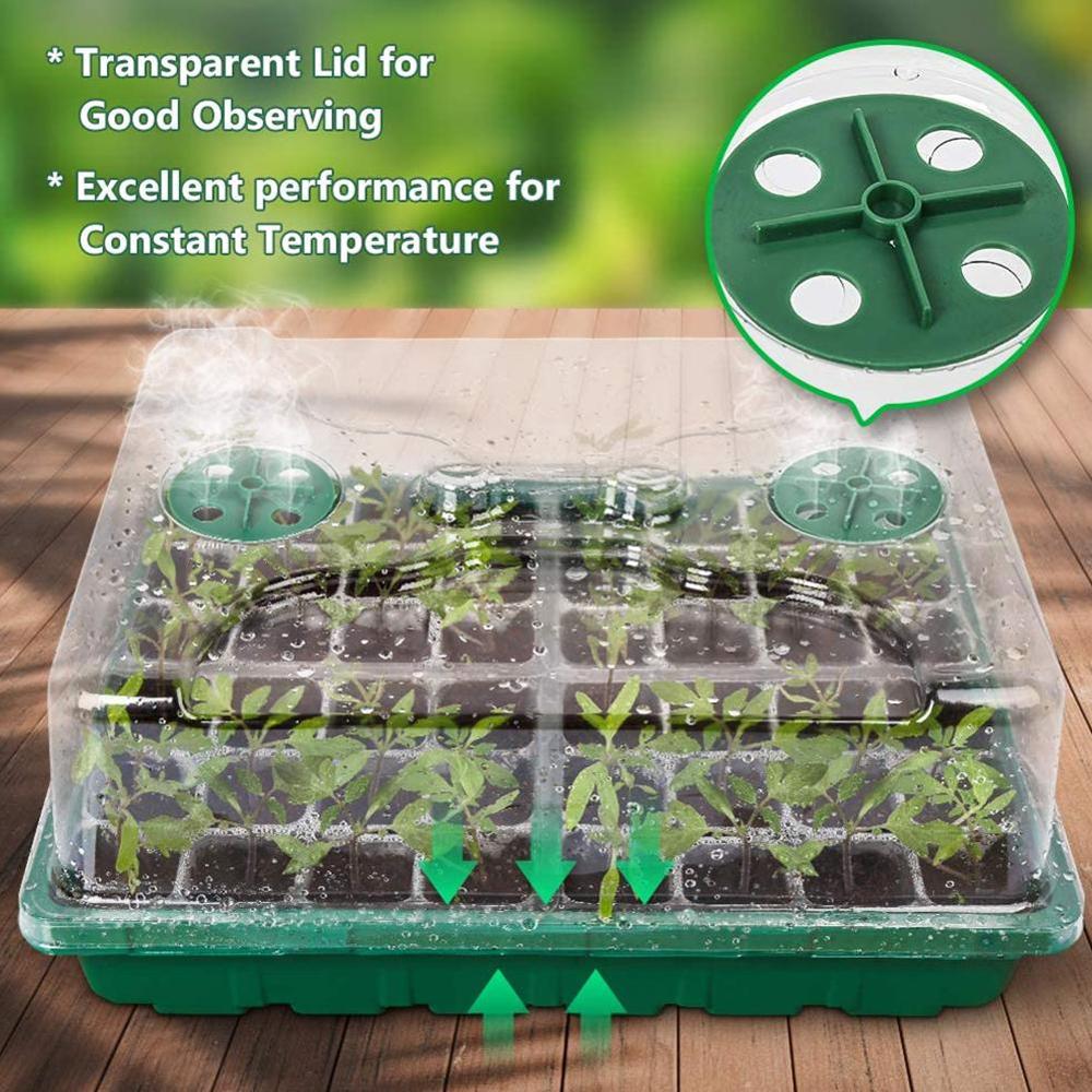24 agujero macetas de plástico para viveros semilla para plantar set de bandejas de caja para germinación con cúpula y Base jardín protector de cultivo suministros de jardinería