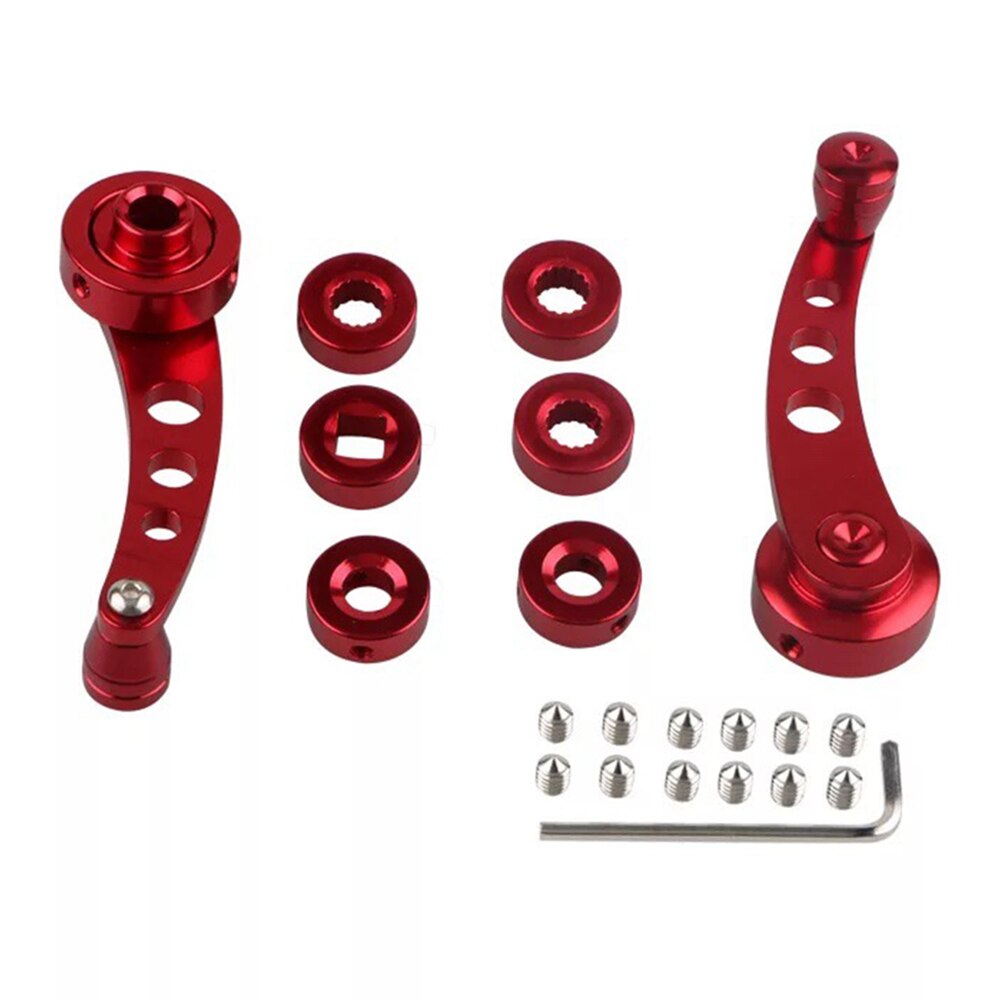 2Pcs/set Aluminum Alloy Universal Car Window Handle Winder Riser Replacement Winder Crank Riser set: Red