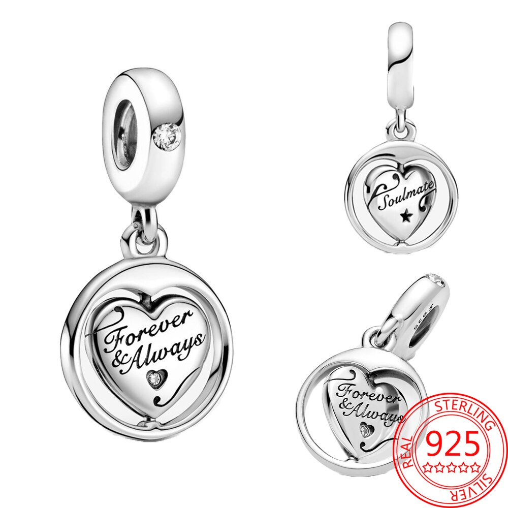 Luksus 925 sølv spinning kompas charm fit pan armbånd 925 sterling sølv charms til piger gør-det-selv vedhæng smykker: Vvc 521