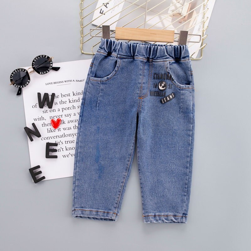 Pantalones vaqueros de dibujos animados para niños y niñas, pantalón informal para niños de 1, 2, 3 y 4 años, novedad de: Azul cielo / 36M(120CM)