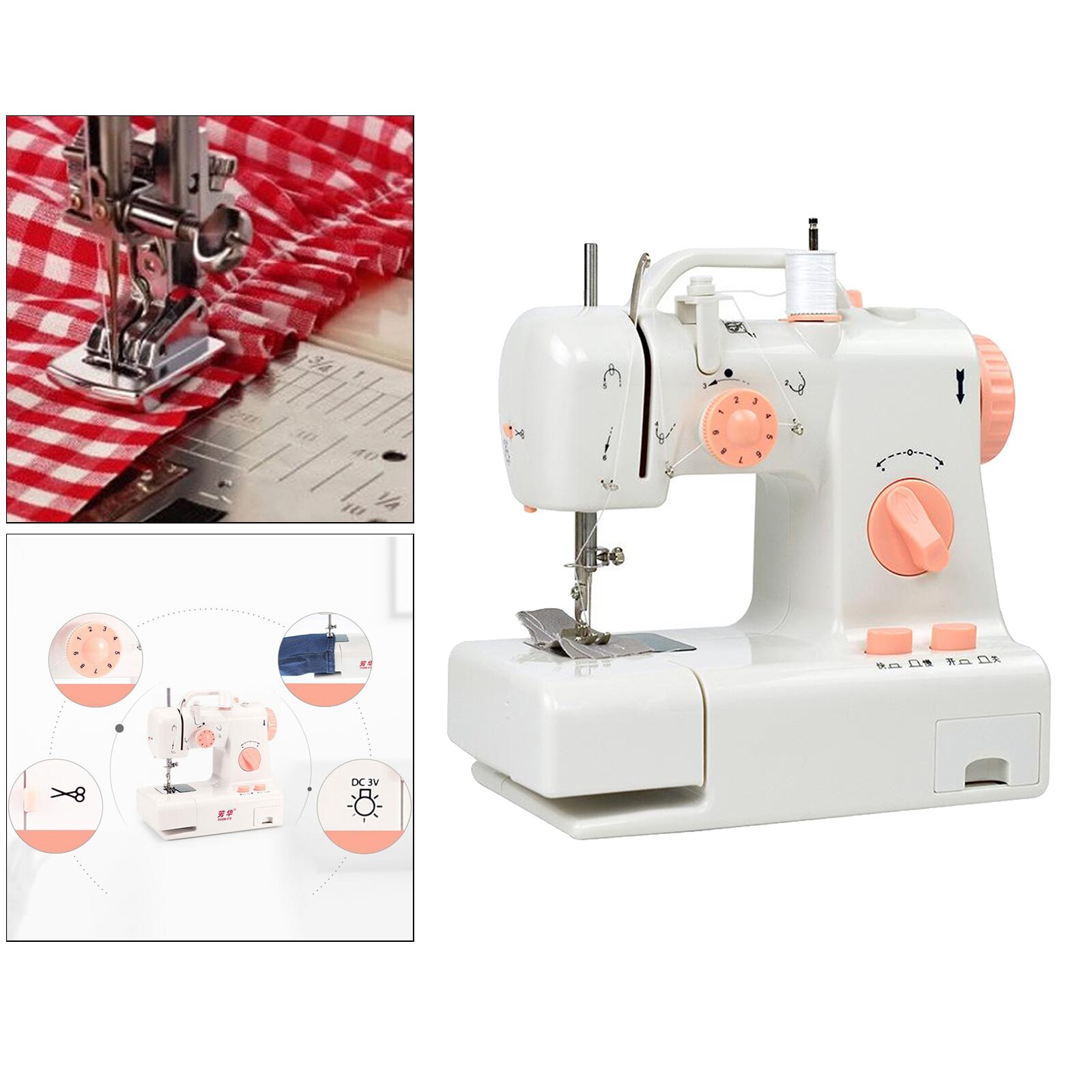 Mini Electric Sewing Machine Double Speed Adjustment With Light Household Portable Needlework Handheld Sewing Machine Tools