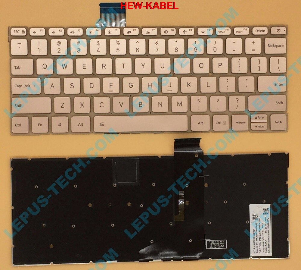 Voor xiaomi 12.5 keyboard US Toetsenbord voor xiaomi AIR 12.5 toetsenbord met achtergrondverlichting Gouden kleur 9Z. ND6BV. 101 NSK-Y10BV 01