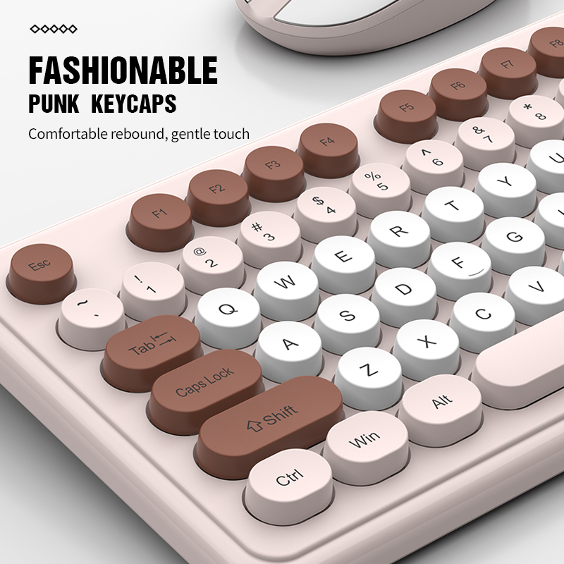 K-Snake WK200 Wireless Keyboard Mouse Set Cute Punk Keycap USB Wireless Business Keyboard Mouse Set Laptop Typing Office
