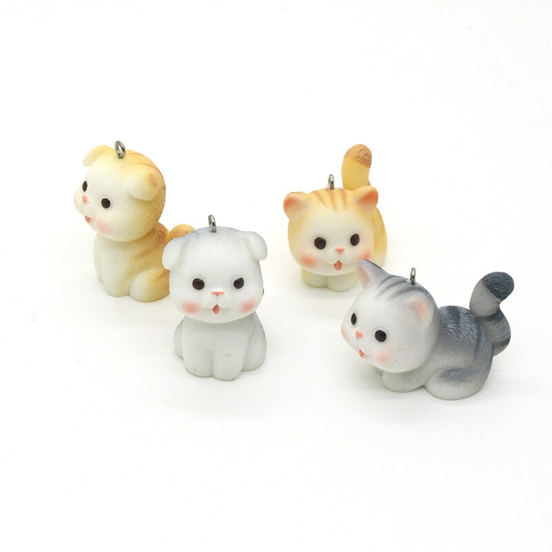 1 pz Kawaii 3D gatti portachiavi in resina Charms artigianato fai da te ciondolo animale accessorio fatto a mano Pet girocollo collana fascino gioielli fare