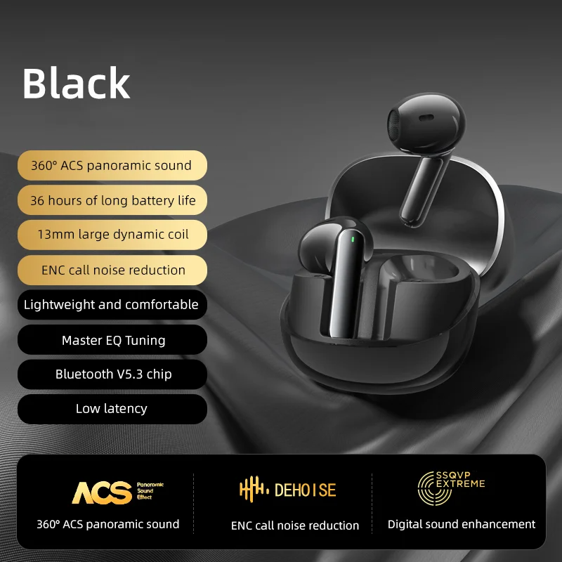 Auricolari wireless Bluetooth 5.4 HiFi Surround Sound Riduzione del rumore in-ear con microfono Cuffie per Samsung Galaxy S24 23 22 Ultra: BIANCO