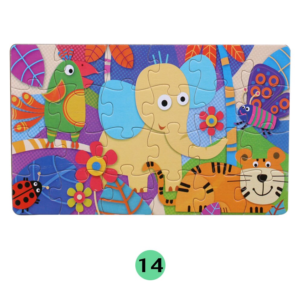 24Pieces Puzzles Wooden Jigsaw Puzzle for Kids Animals Cartoon Educational Toys for Children Christmas Wood Toy Games: 14