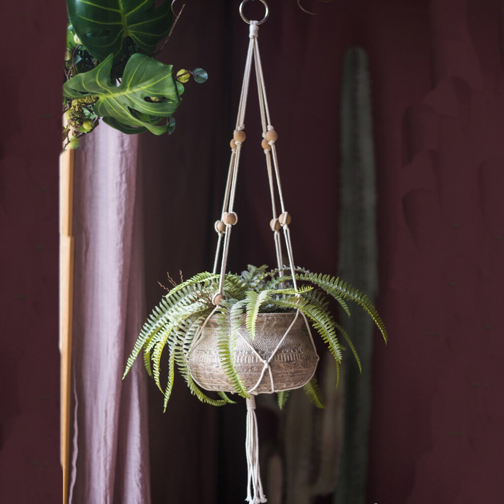 Colgador de macramé para planta, colgador de maceta para decoración del hogar,