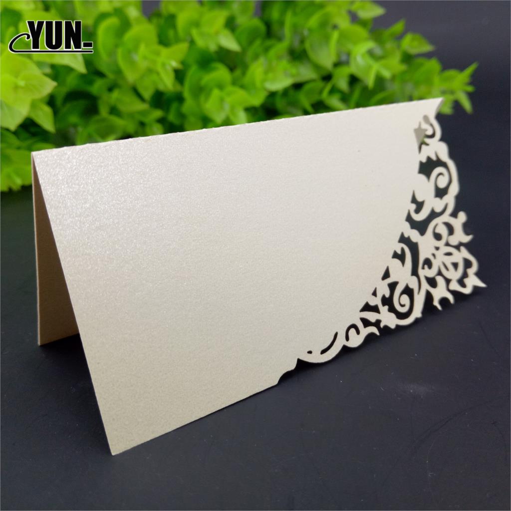 10pc Perlglanz Spitze Name Ort Karten Hochzeit Dekoration Tabelle Dekor Tabelle Name Nachricht Gruß Karte Party Weihnachten Lieferungen: Beige