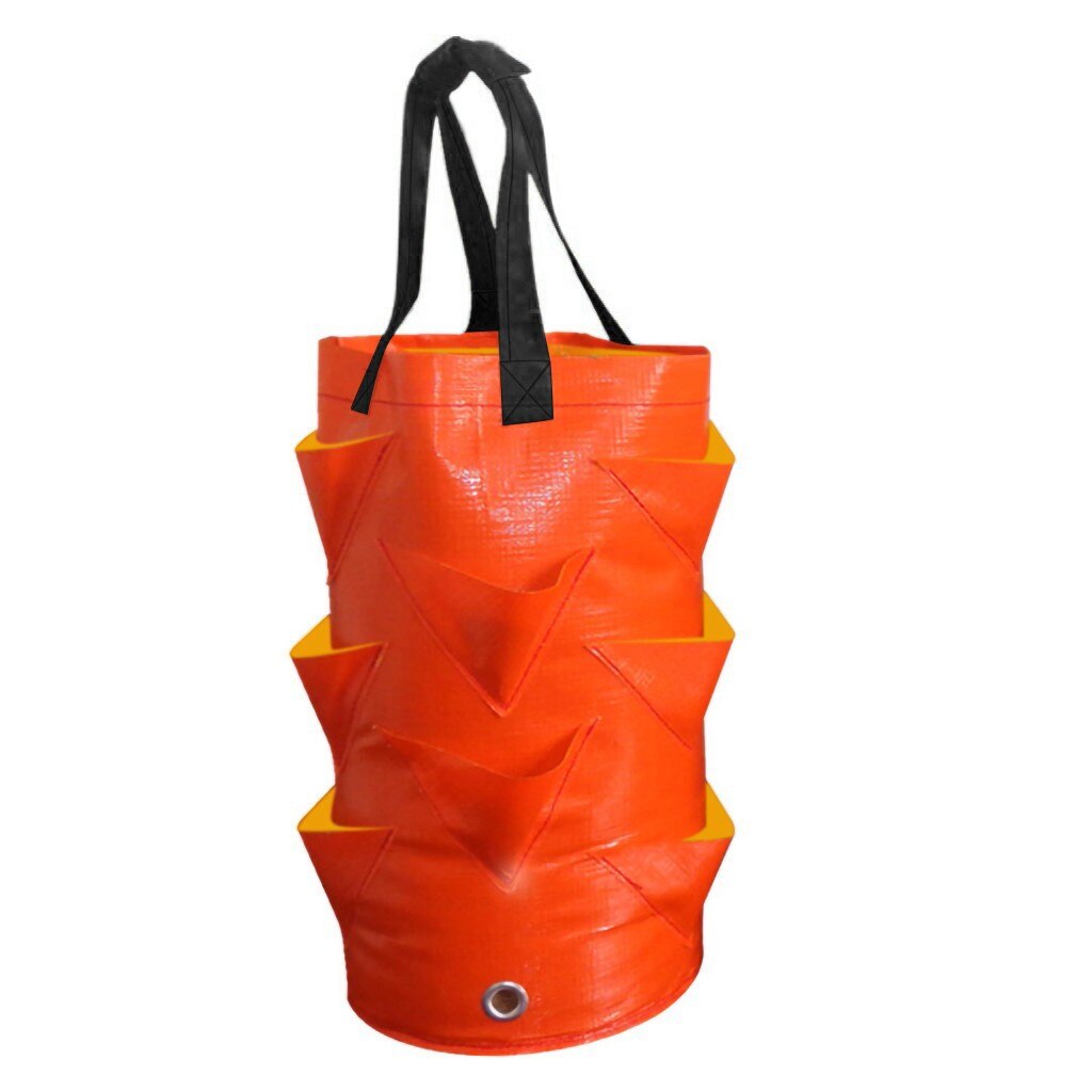 Grow Planter Pouch Root Plant Growing Pot Bag Side Home Garden Tool Strawberry Planting Bag Multi-mouth Container Bag: Orange
