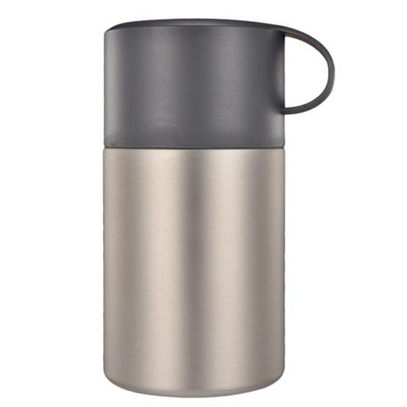 600Ml Roestvrijstalen Vacuüm Fles Potje Gesmoorde beker Thermische Kookpan Isolatie Soep Thermosflessen Met Draagbare Vouwen S: Black