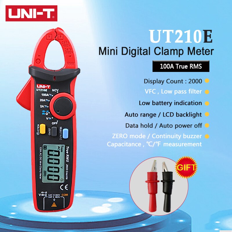UNI-T UT210E mini digitale Misuratori Di Bloccaggio Vero RMS AC/DC CORRENTE di Tensione Senza Contatto gamma auto VFC di CAPACITÀ Multimetro tester