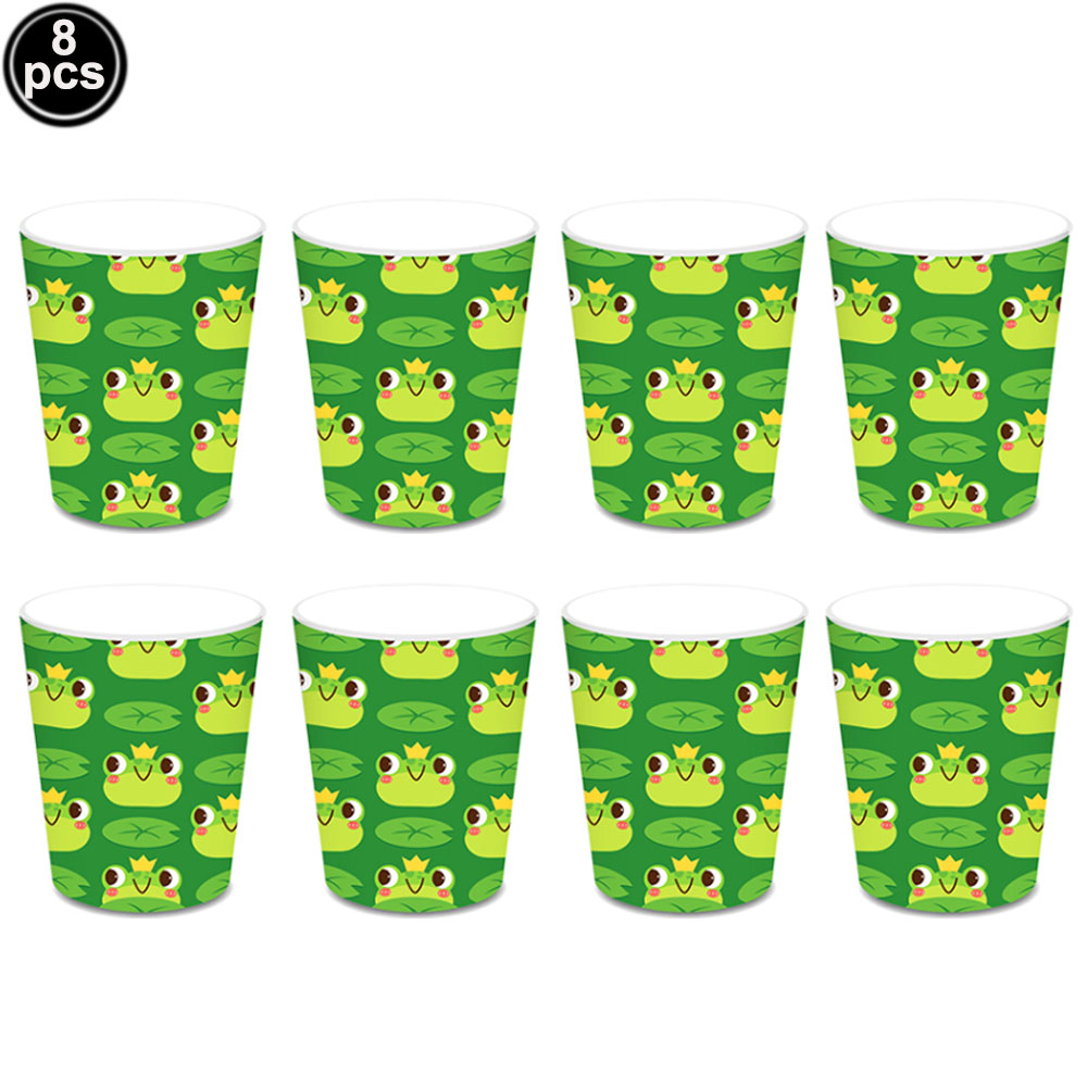 Frog Birthday Party Supplies Disposable Tableware Frog Plates Napkins Cups Latex Foil Balloon Frog Themed Birthday Party Supplie: Olive